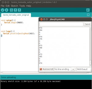 valores do optoacoplador conectado ao Arduino com tomada ligada