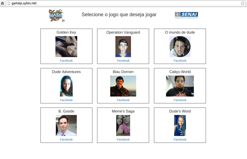 Interface de jogo criada para o mundo senai 2014